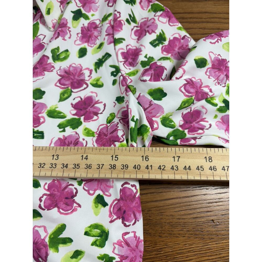 Zara Top Womens Size S White Pink Floral Silky Bloggers Fave Button Up‎ Blouse - Picture 13 of 13